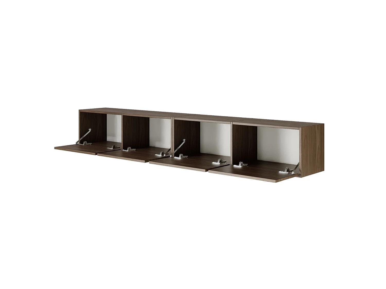 Hängendes TV-Board mit vier Klappen 200 cm – Holzoptik Walnuss Wisconsin – FRAMME