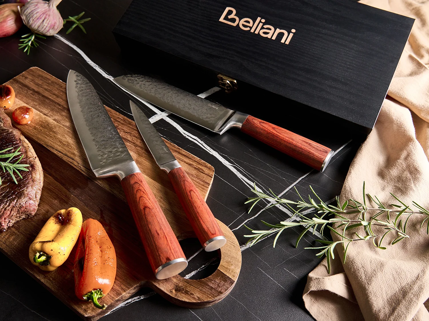 Lot de 3 couteaux KASHIWA Marron