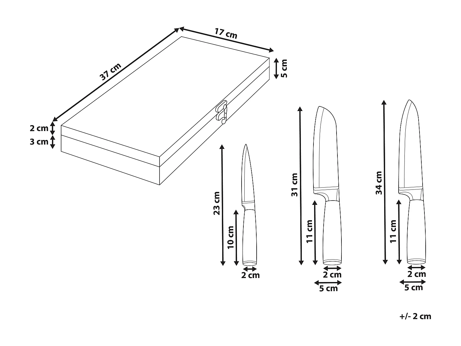 Lot de 3 couteaux KASHIWA Marron