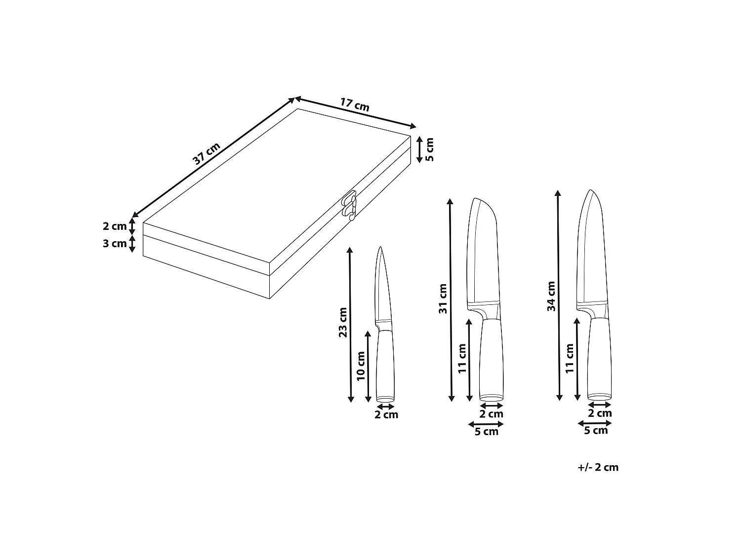 Lot de 3 couteaux Acier de Damas KASHIWA Marron