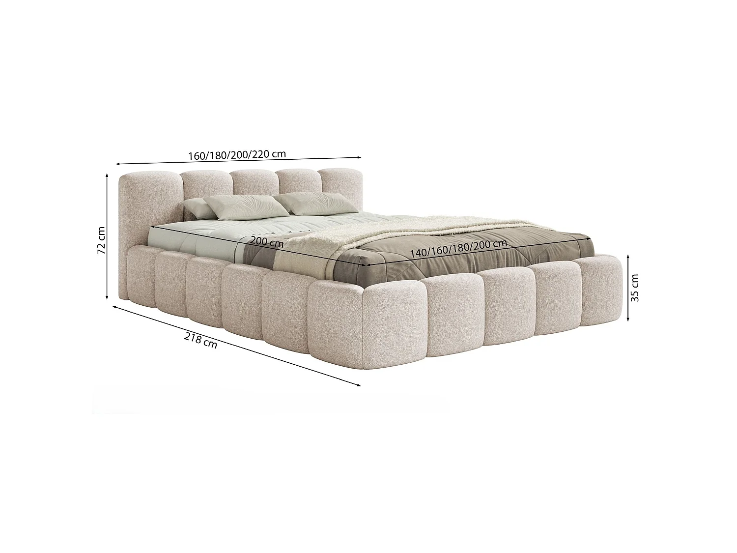 Opbergbed 160x200 cm – met lattenbodem – chenille – olijfgroen – CLOUDY LOW