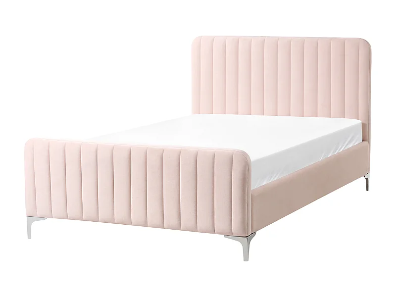 Lit avec sommier Velours LUNAN 120 x 200 cm Rose pastel