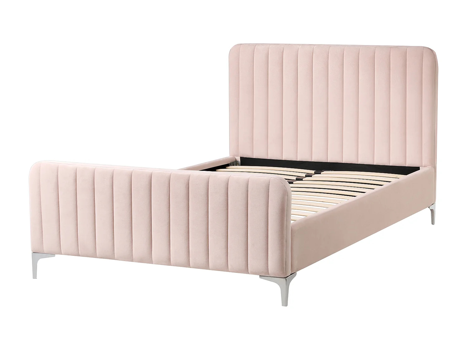 Lit avec sommier Velours LUNAN 120 x 200 cm Rose pastel