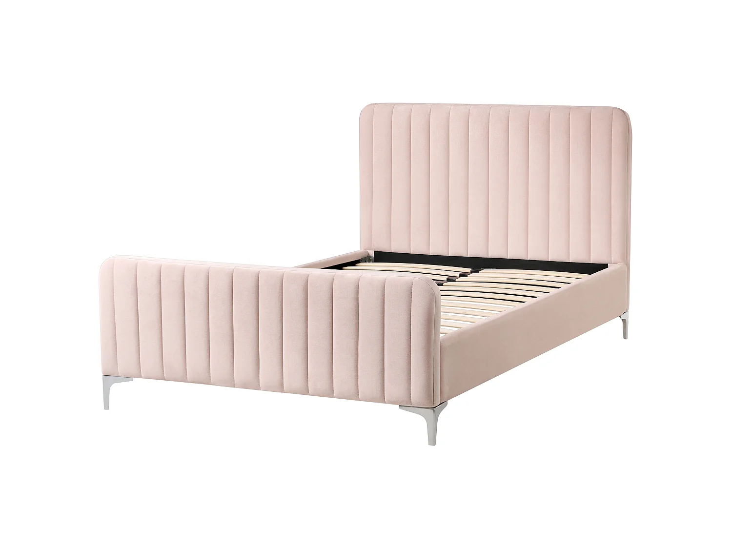 Lit avec sommier Velours LUNAN 120 x 200 cm Rose pastel
