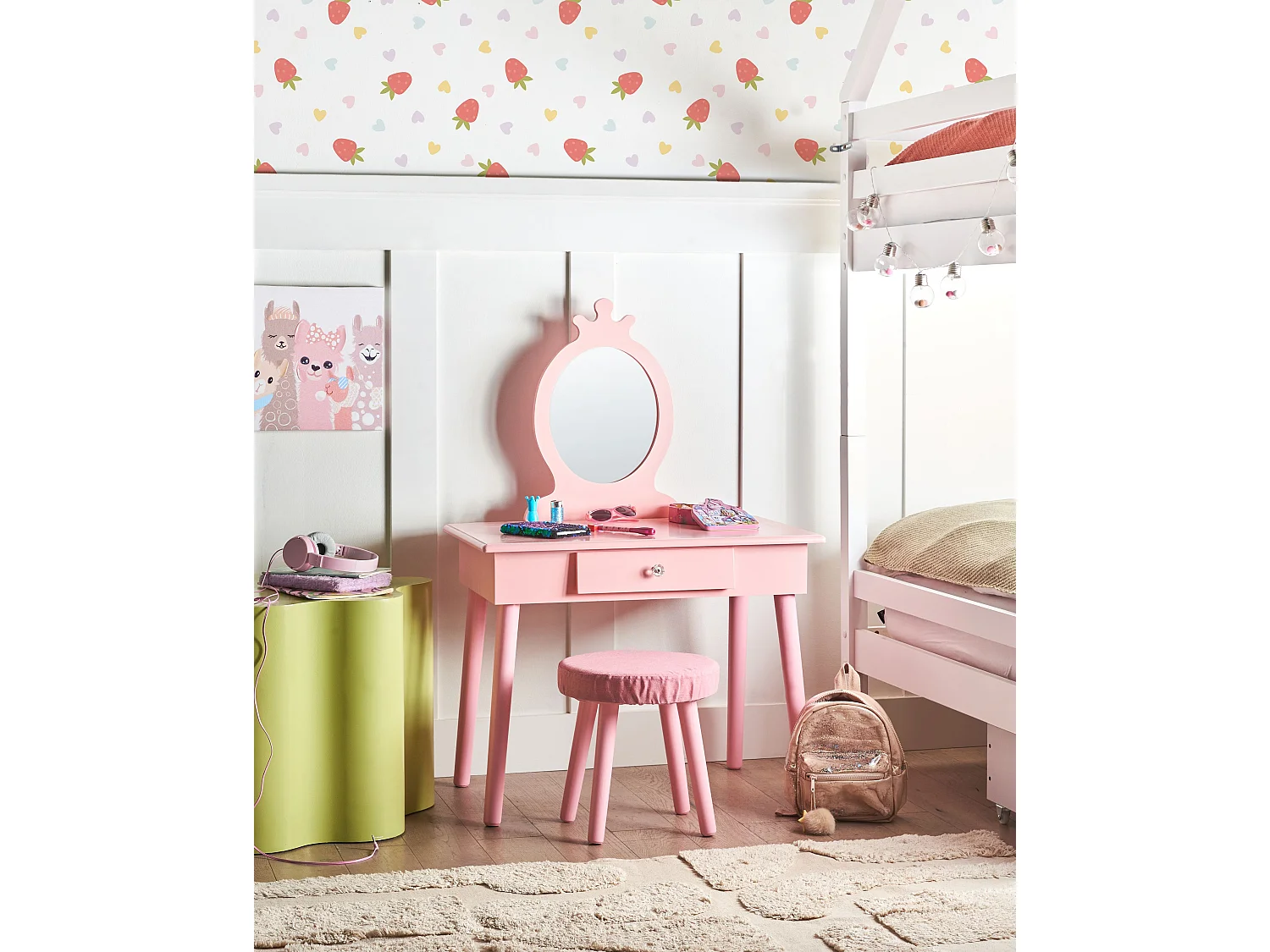 Coiffeuse pour enfants avec tabouret MARGIE Rose