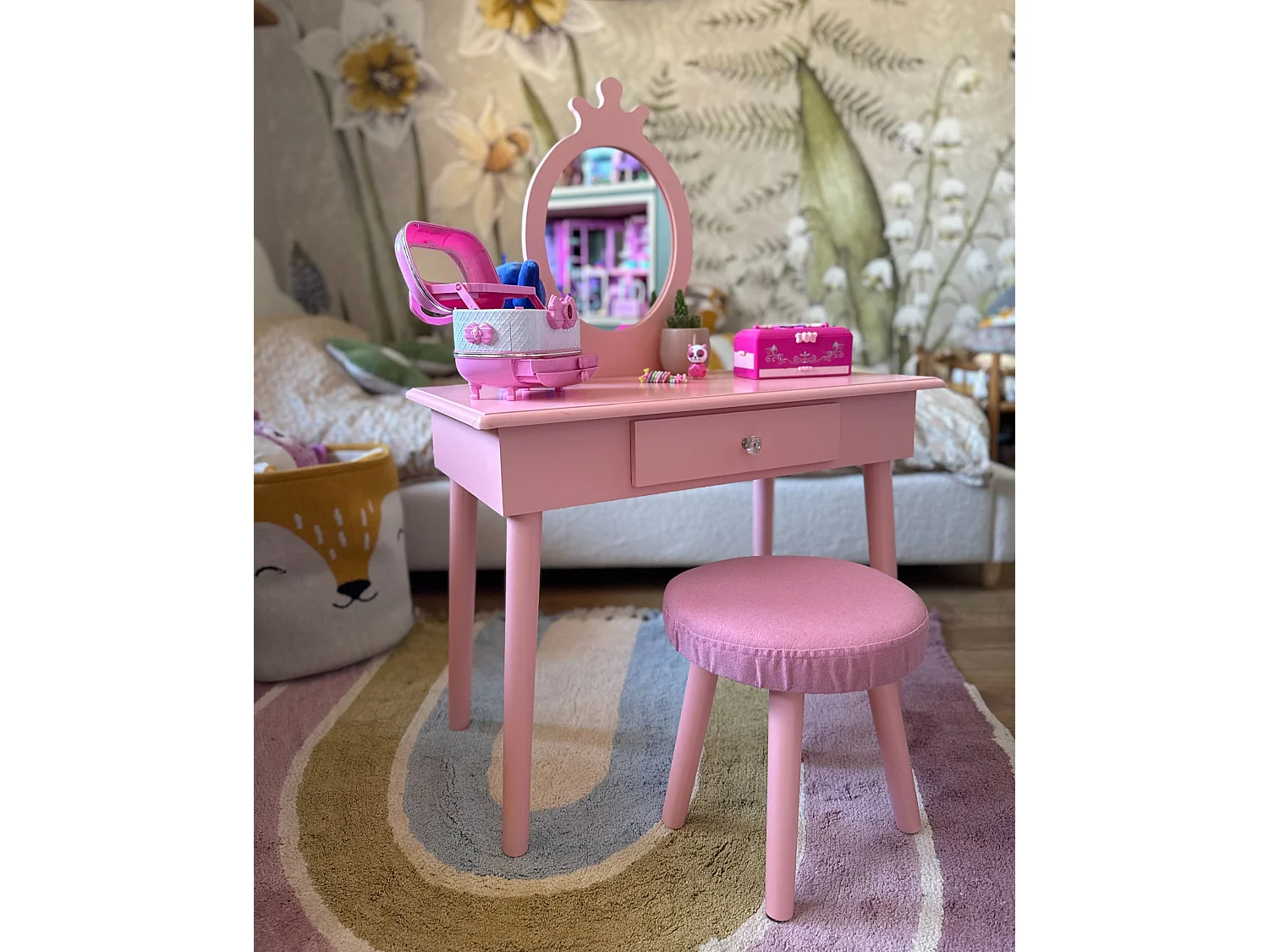 Kids Vanity Table with Stool MARGIE Pink