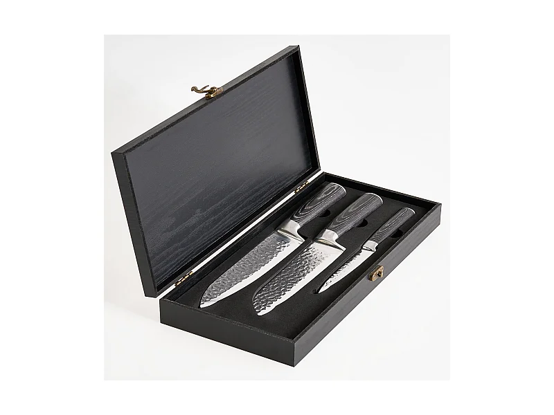 Lot de 3 couteaux Acier de Damas KASHIWA Noir