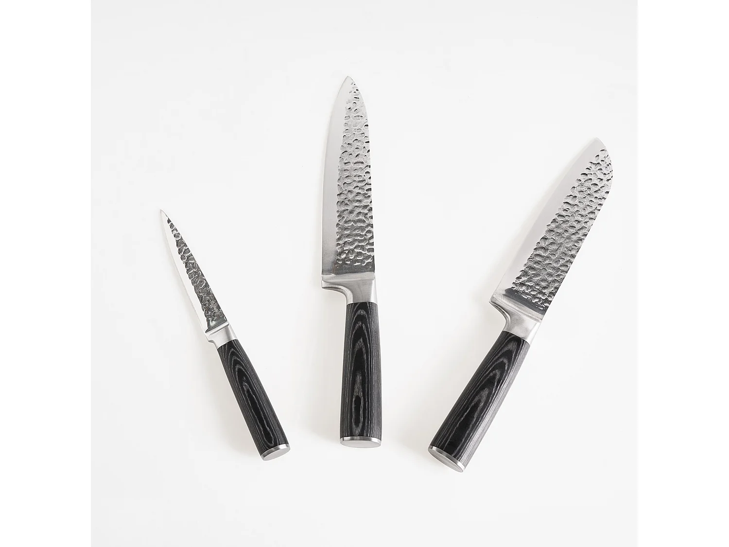 Set of 3 Knives Damascus Steel KASHIWA Black