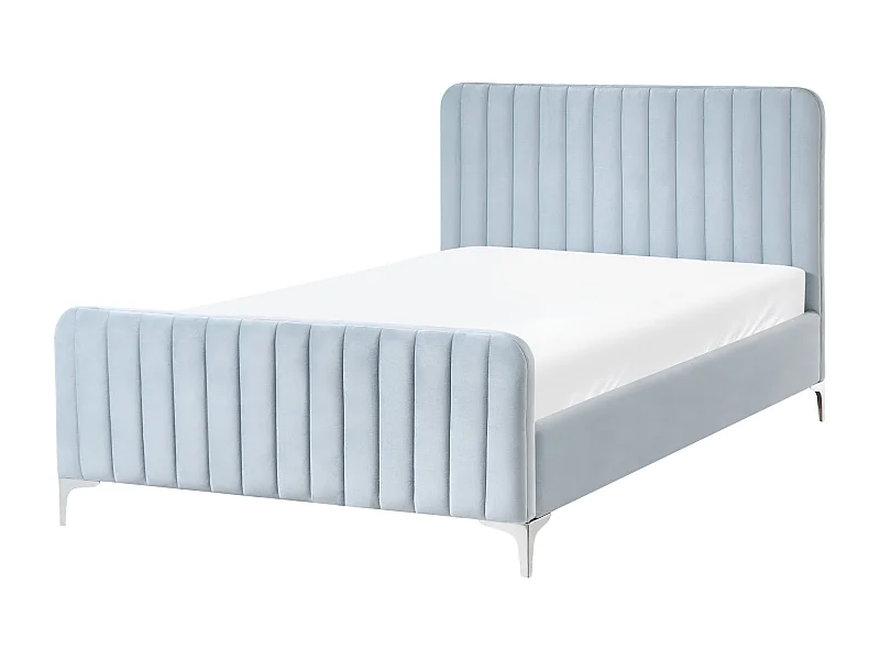 Lit avec sommier Velours LUNAN 120 x 200 cm Bleu clair