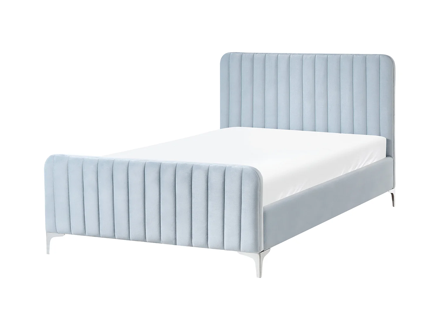 Lit avec sommier Velours LUNAN 120 x 200 cm Bleu clair