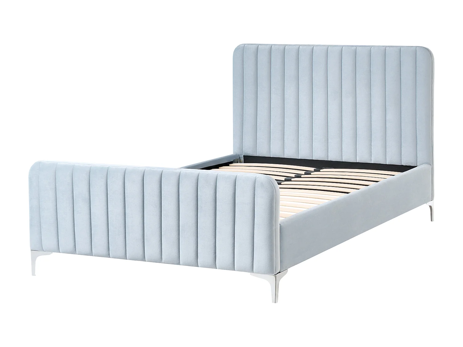 Lit avec sommier Velours LUNAN 120 x 200 cm Bleu clair
