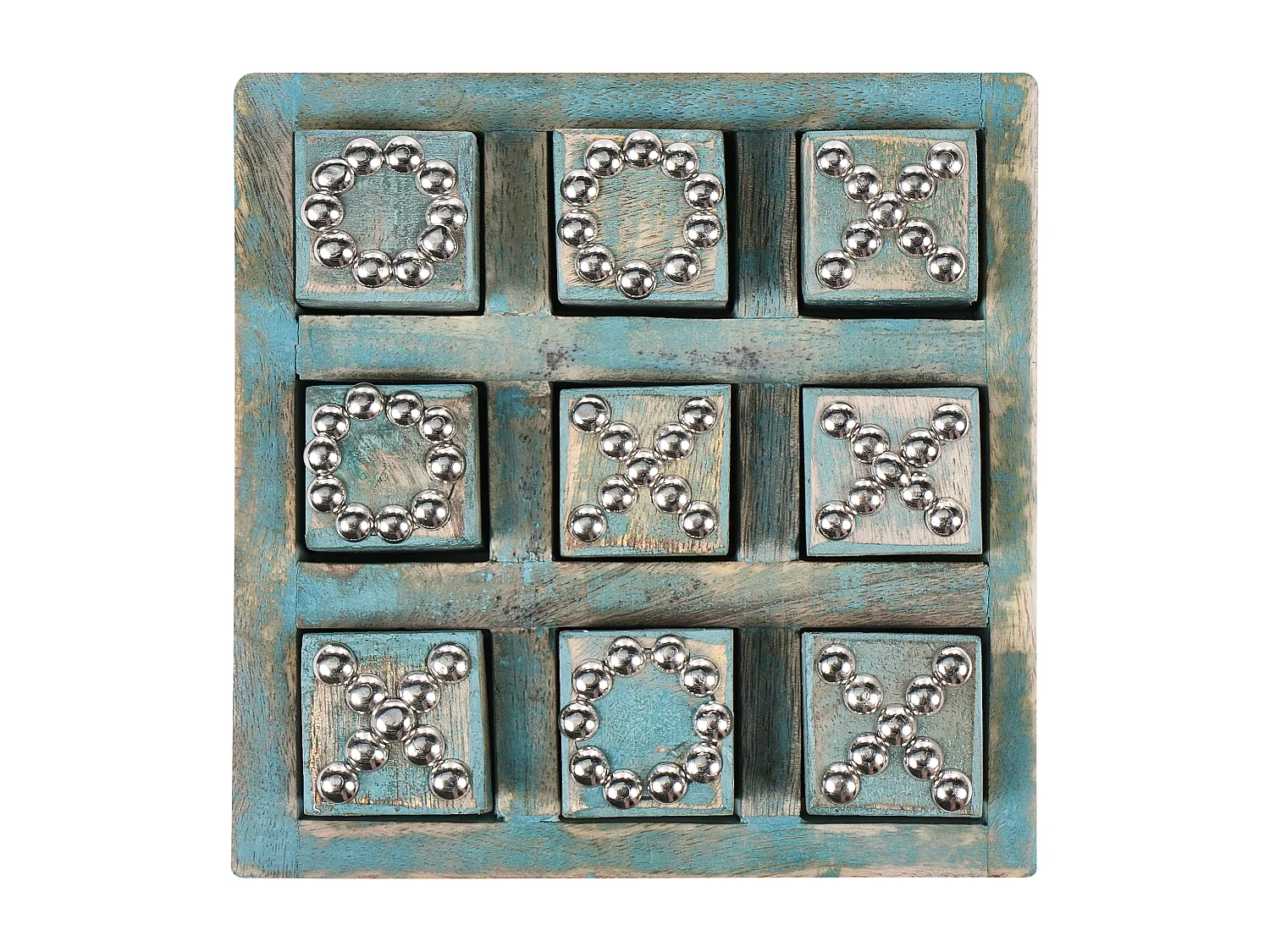 Jeu du morpion KINA Bois de manguier Bleu