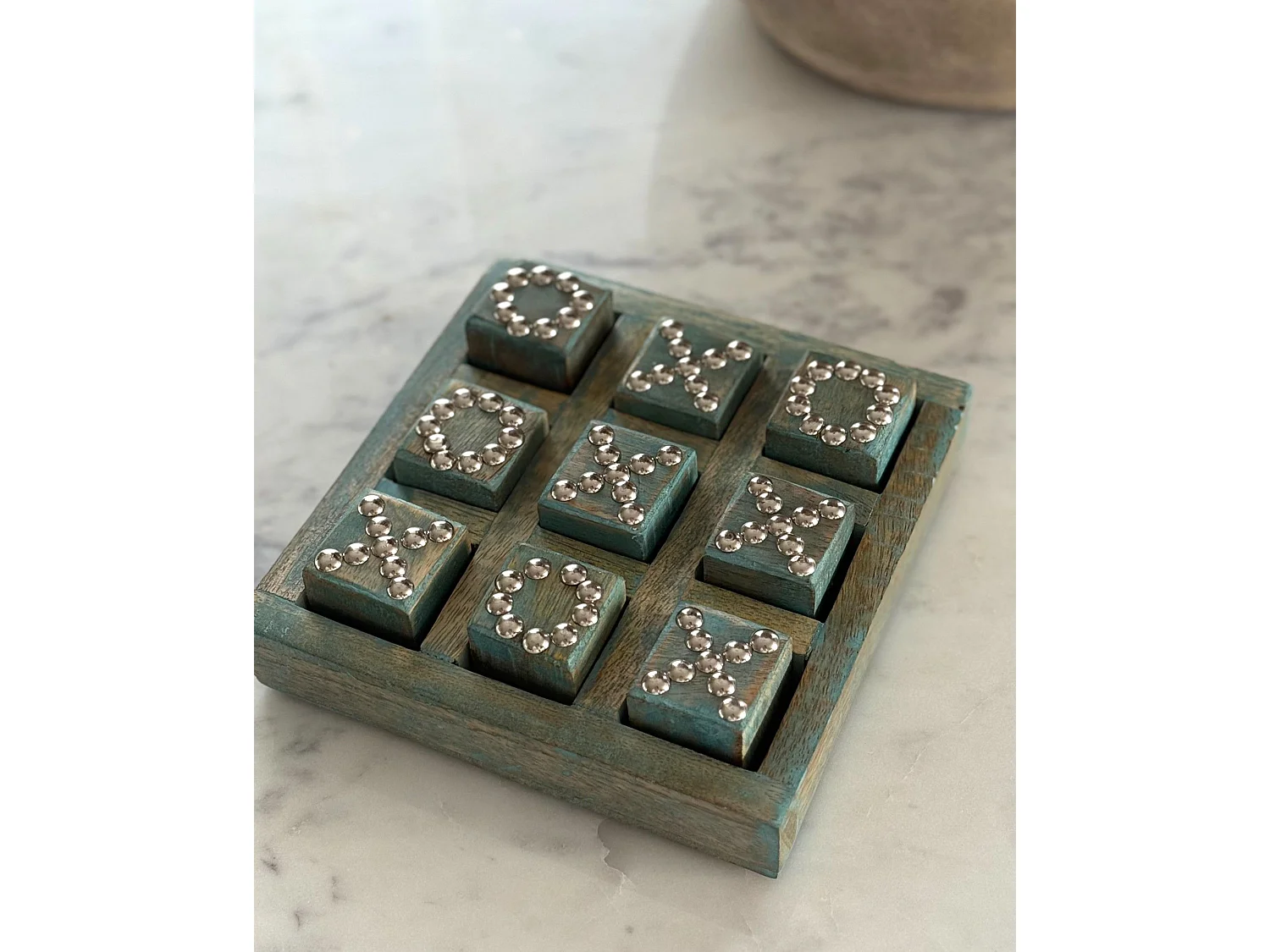Tic-Tac-Toe Game KINA Mango Wood Blue