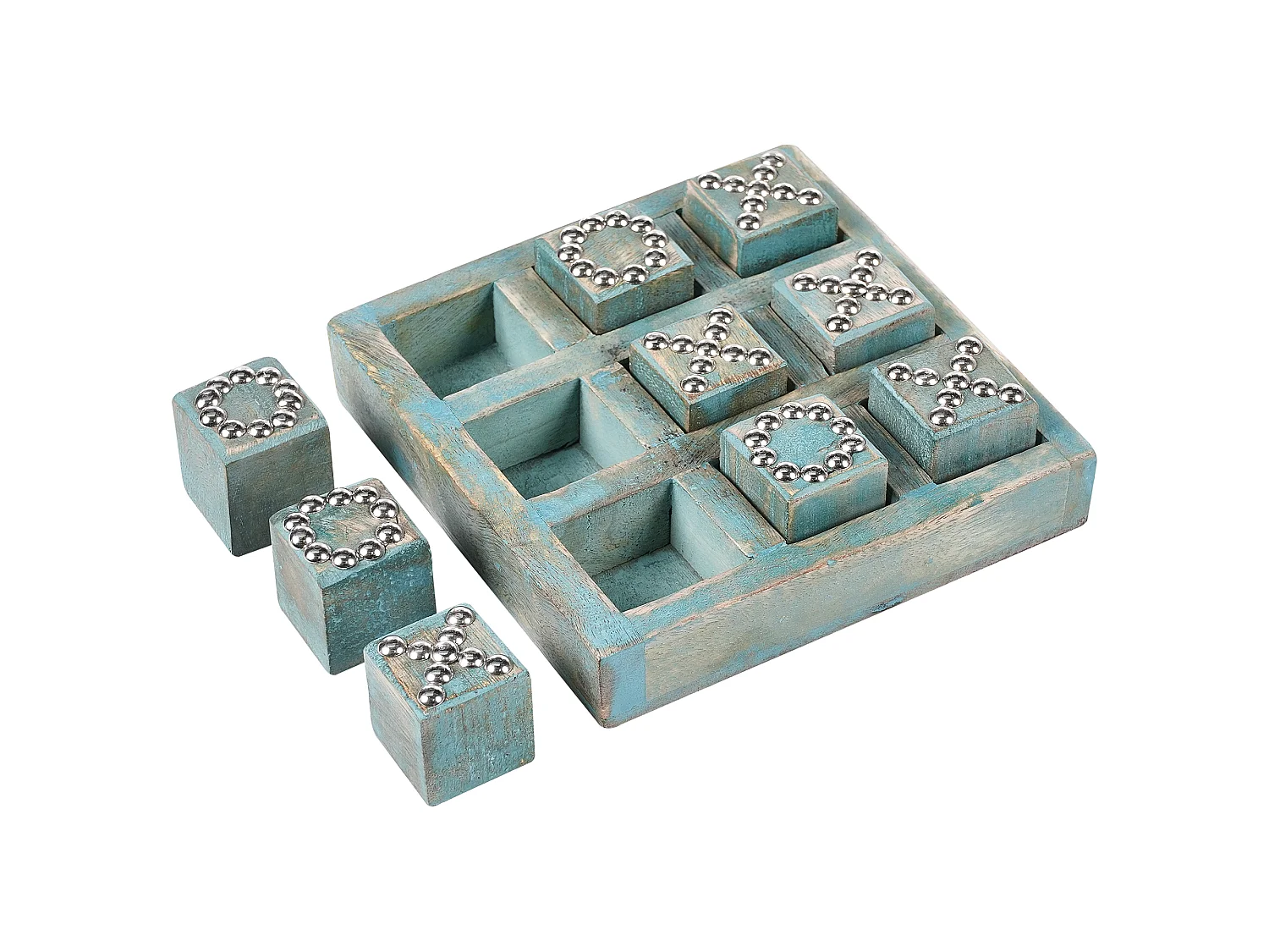 Tic-Tac-Toe Game KINA Mango Wood Blue