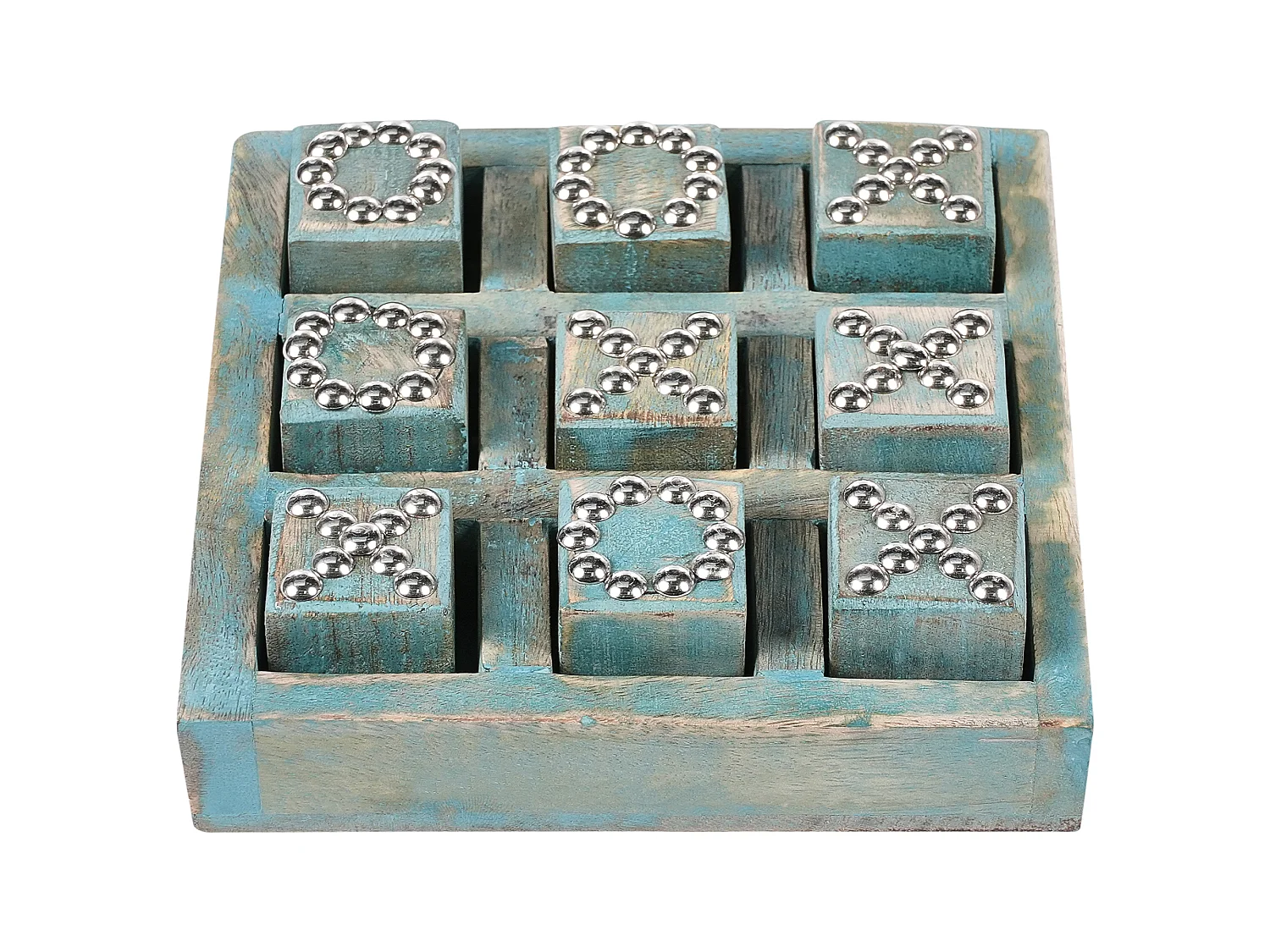 Tic-Tac-Toe Game KINA Mango Wood Blue