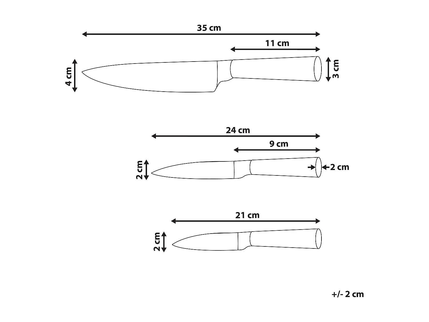 Lot de 3 couteaux TOCHIGI Marron