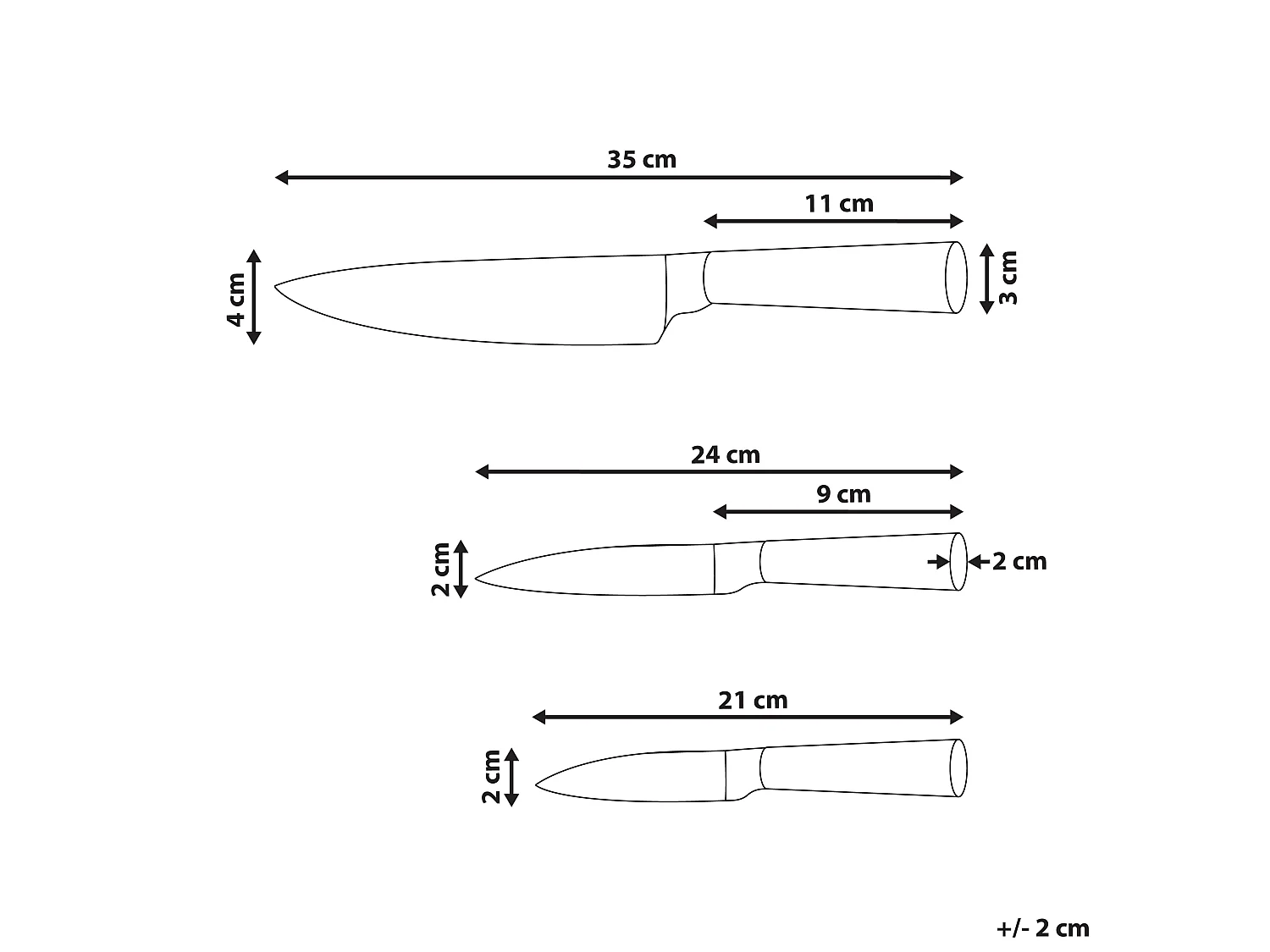 Lot de 3 couteaux TOCHIGI Marron