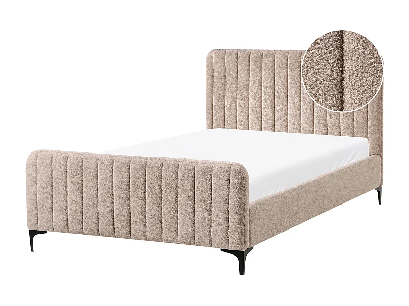 Lit avec sommier Bouclé LUNAN 120 x 200 cm Beige