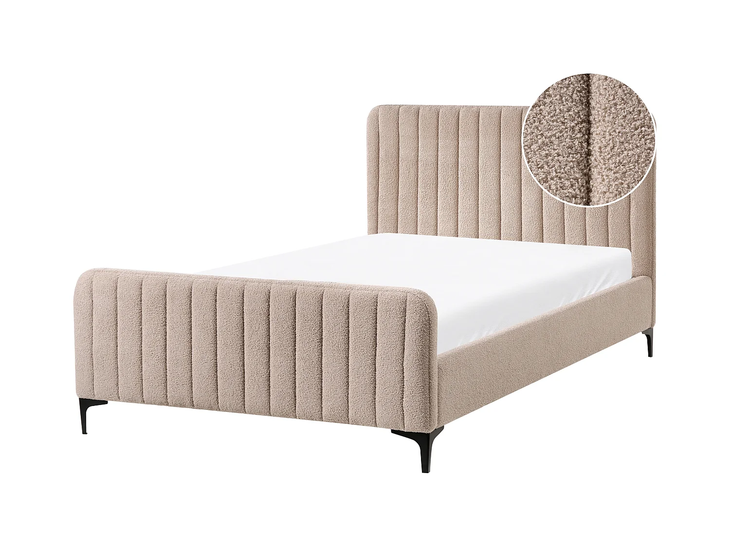 Lit avec sommier Bouclé LUNAN 120 x 200 cm Beige