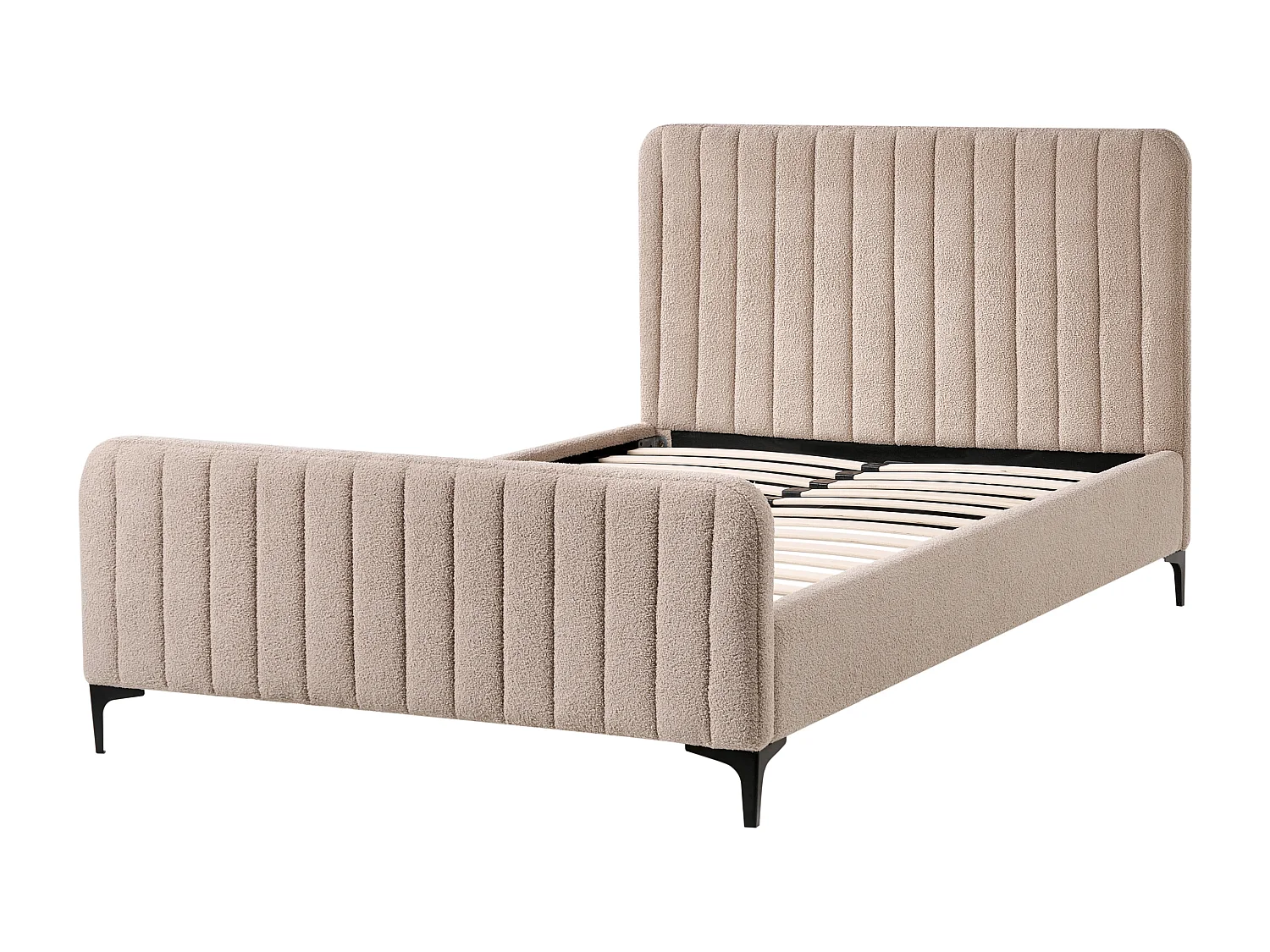 Lit avec sommier Bouclé LUNAN 120 x 200 cm Beige