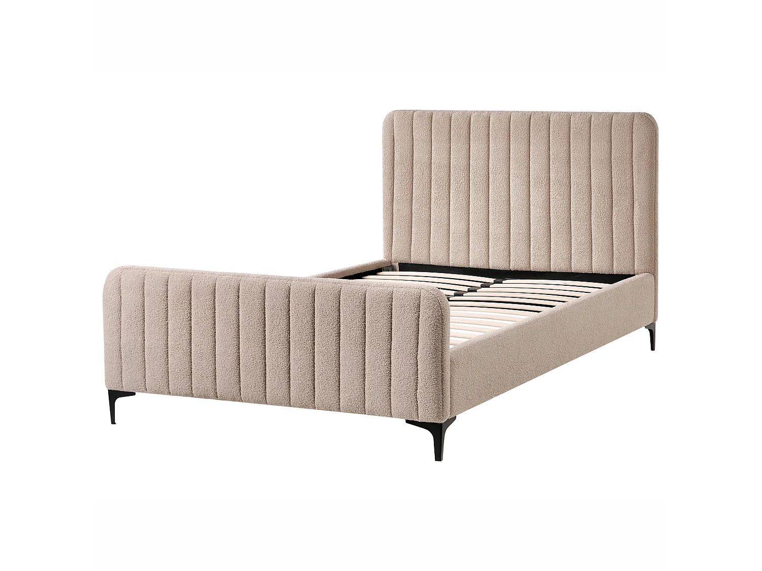 Lit avec sommier Bouclé LUNAN 120 x 200 cm Beige