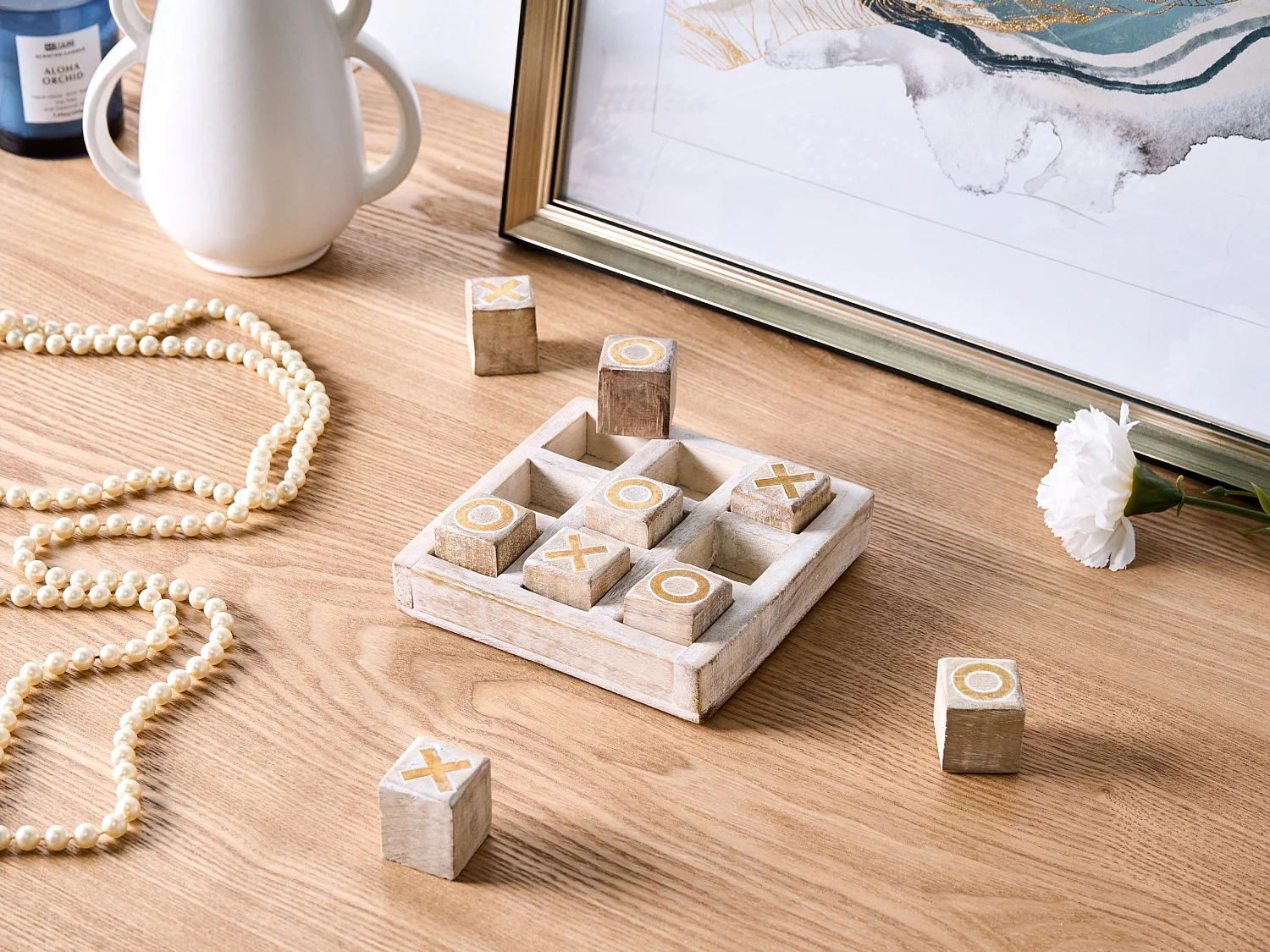 Jeu du morpion ASJUT Bois de manguier Beige