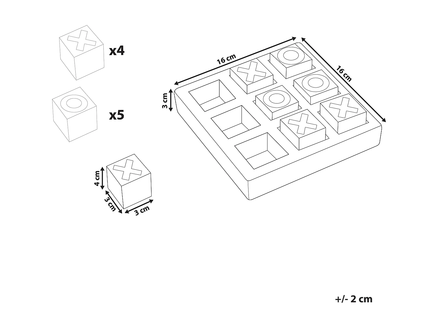 Jeu du morpion ASJUT Bois de manguier Beige