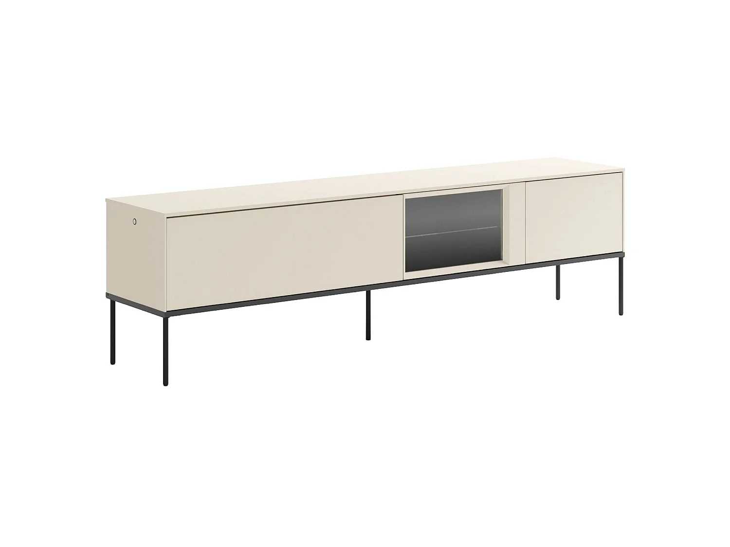 TV-lowboard met verlichte vitrinekast van glas – 196 cm – crème – BELLEZO