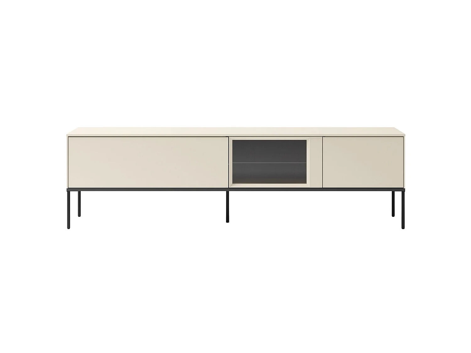 TV-lowboard met verlichte vitrinekast van glas – 196 cm – crème – BELLEZO