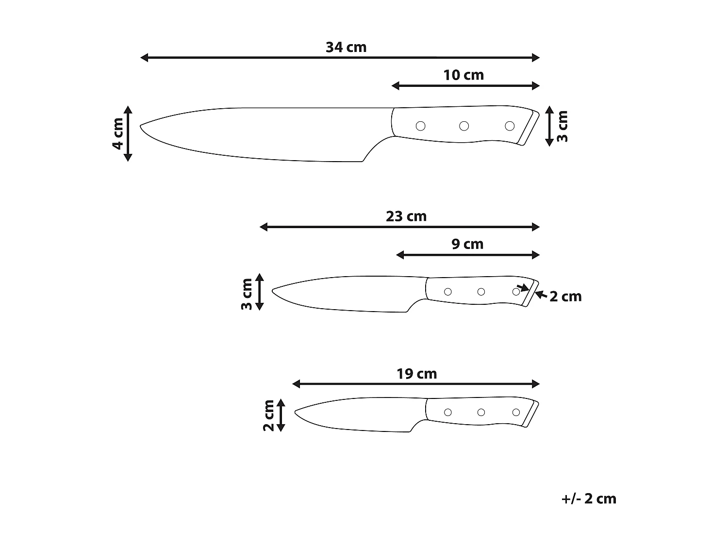 Lot de 3 couteaux IKEDA Noir
