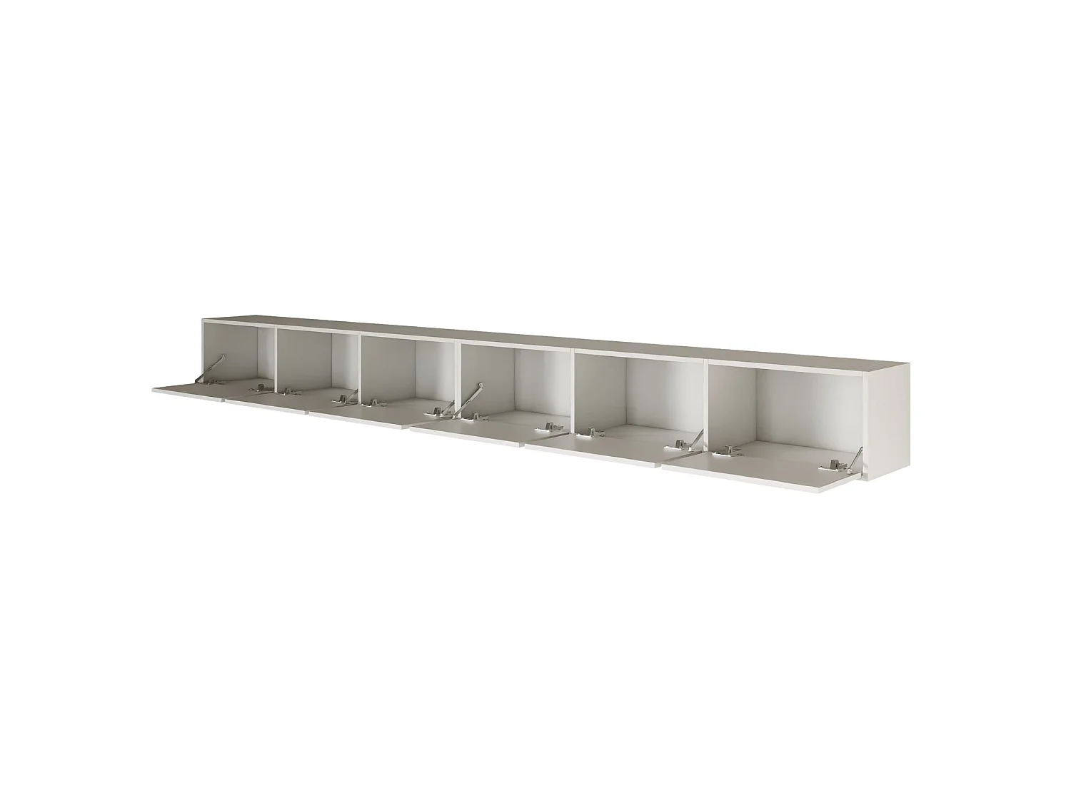 Meuble TV mural à 6 abattants – blanc – 300 cm – FRAMME