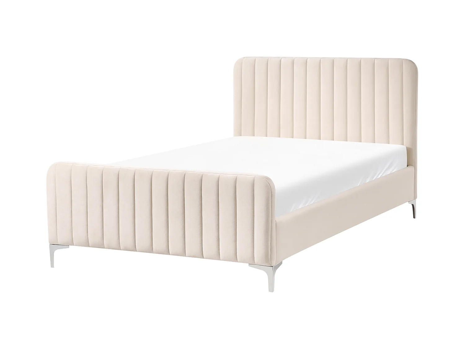 Lit avec sommier Velours LUNAN 120 x 200 cm Beige clair