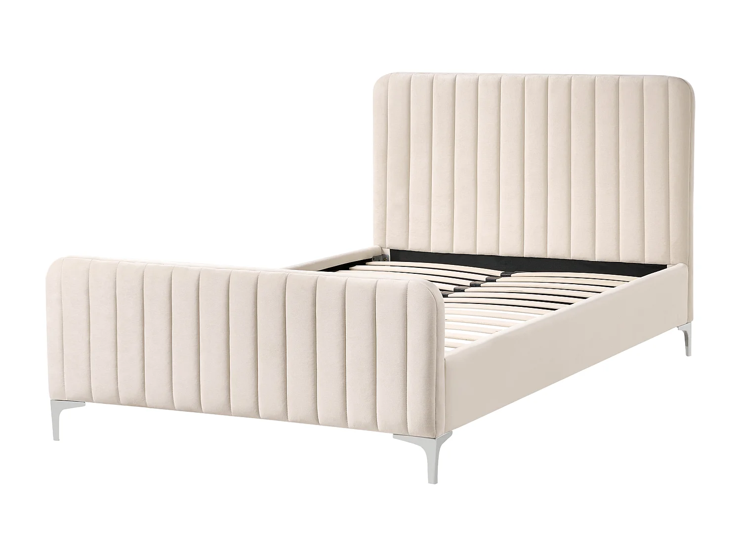 Lit avec sommier Velours LUNAN 120 x 200 cm Beige clair