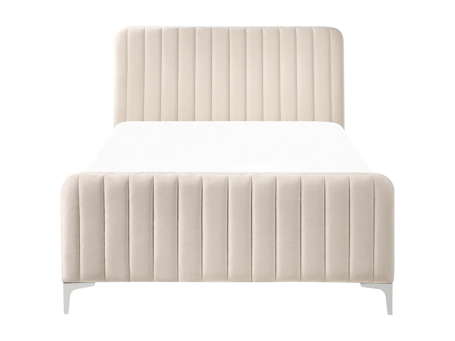 Lit avec sommier Velours LUNAN 120 x 200 cm Beige clair