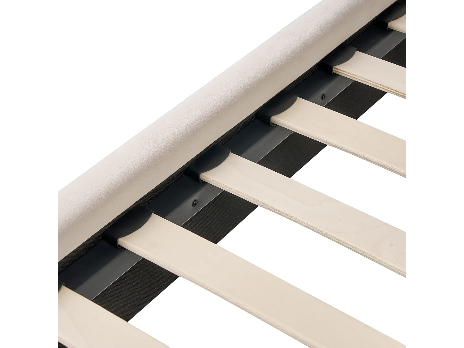 Lit avec sommier Velours LUNAN 120 x 200 cm Beige clair