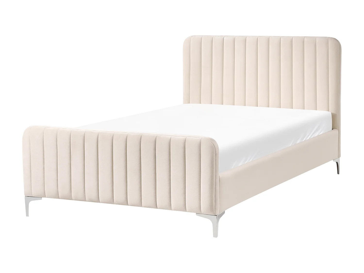 Bed Velvet LUNAN 120 x 200 cm (EU Small Double) Light Beige