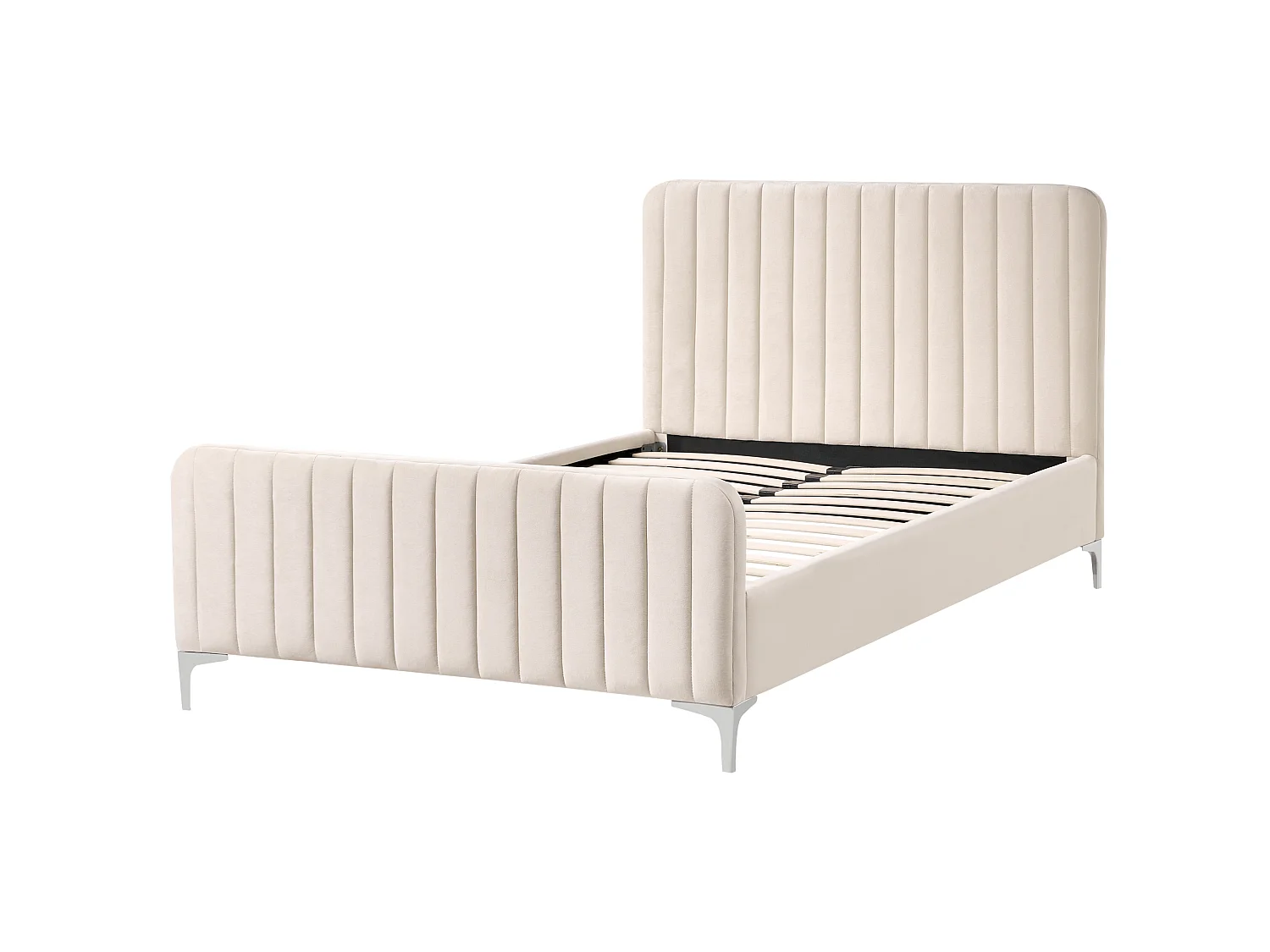 Bed Velvet LUNAN 120 x 200 cm (EU Small Double) Light Beige