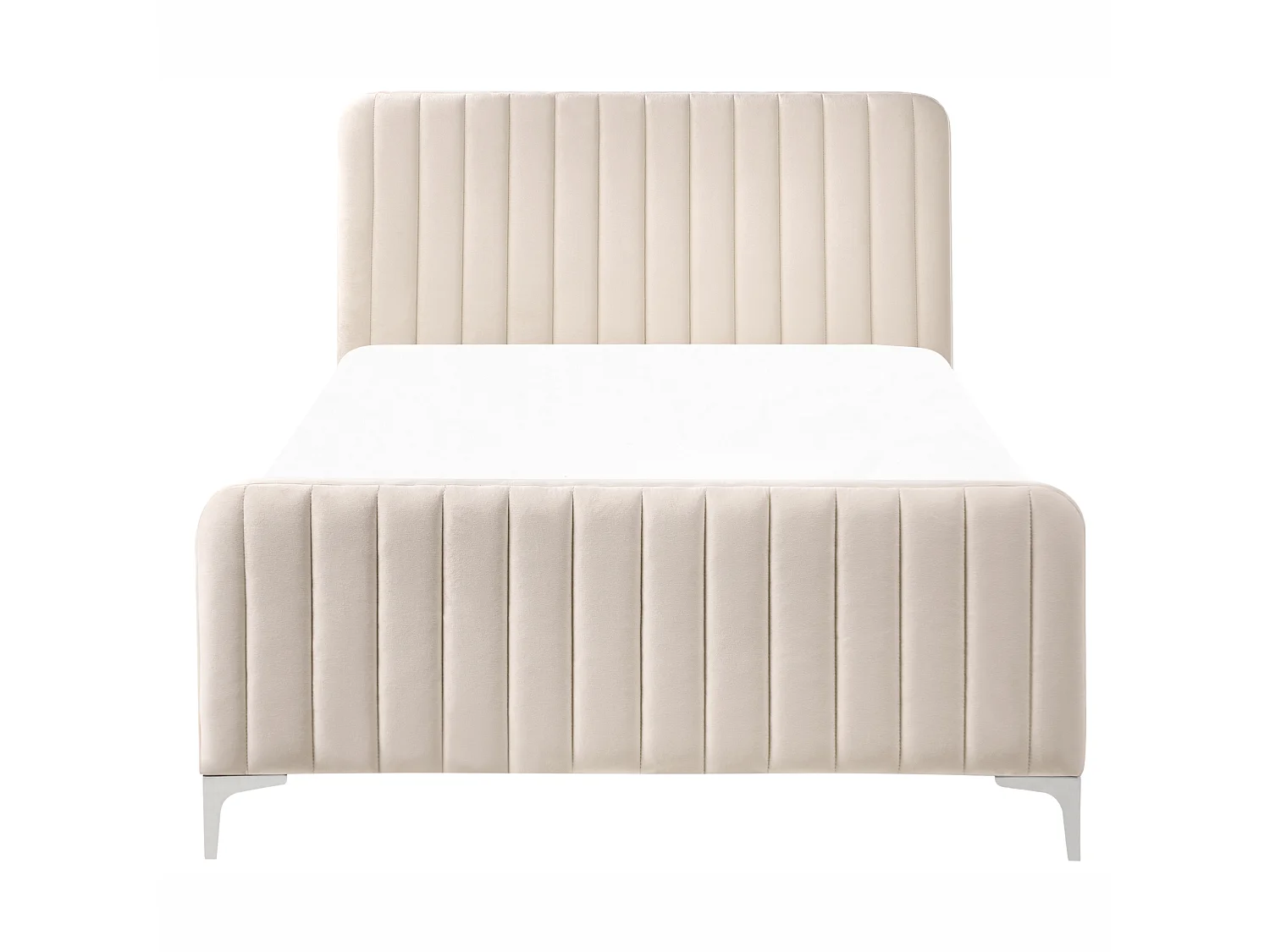 Bed Velvet LUNAN 120 x 200 cm (EU Small Double) Light Beige