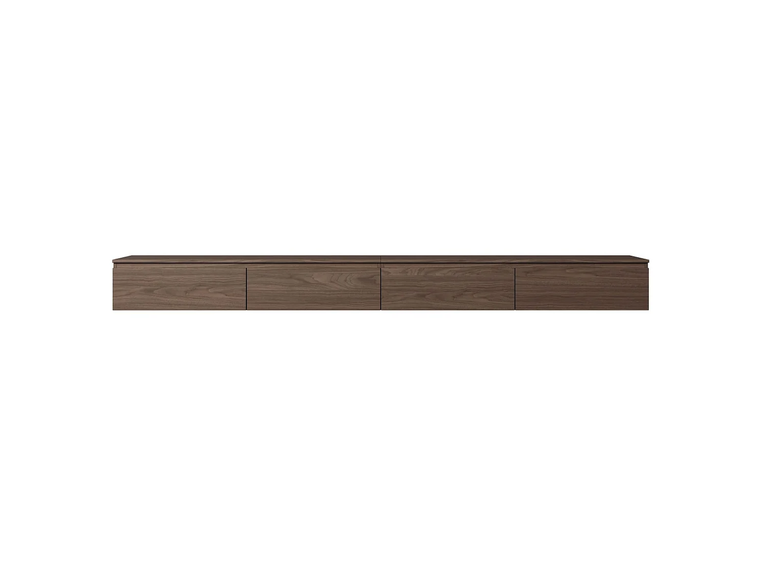Hangend tv-meubel met 4 kleppen – 300 cm – houtlook walnoot – BEMMI