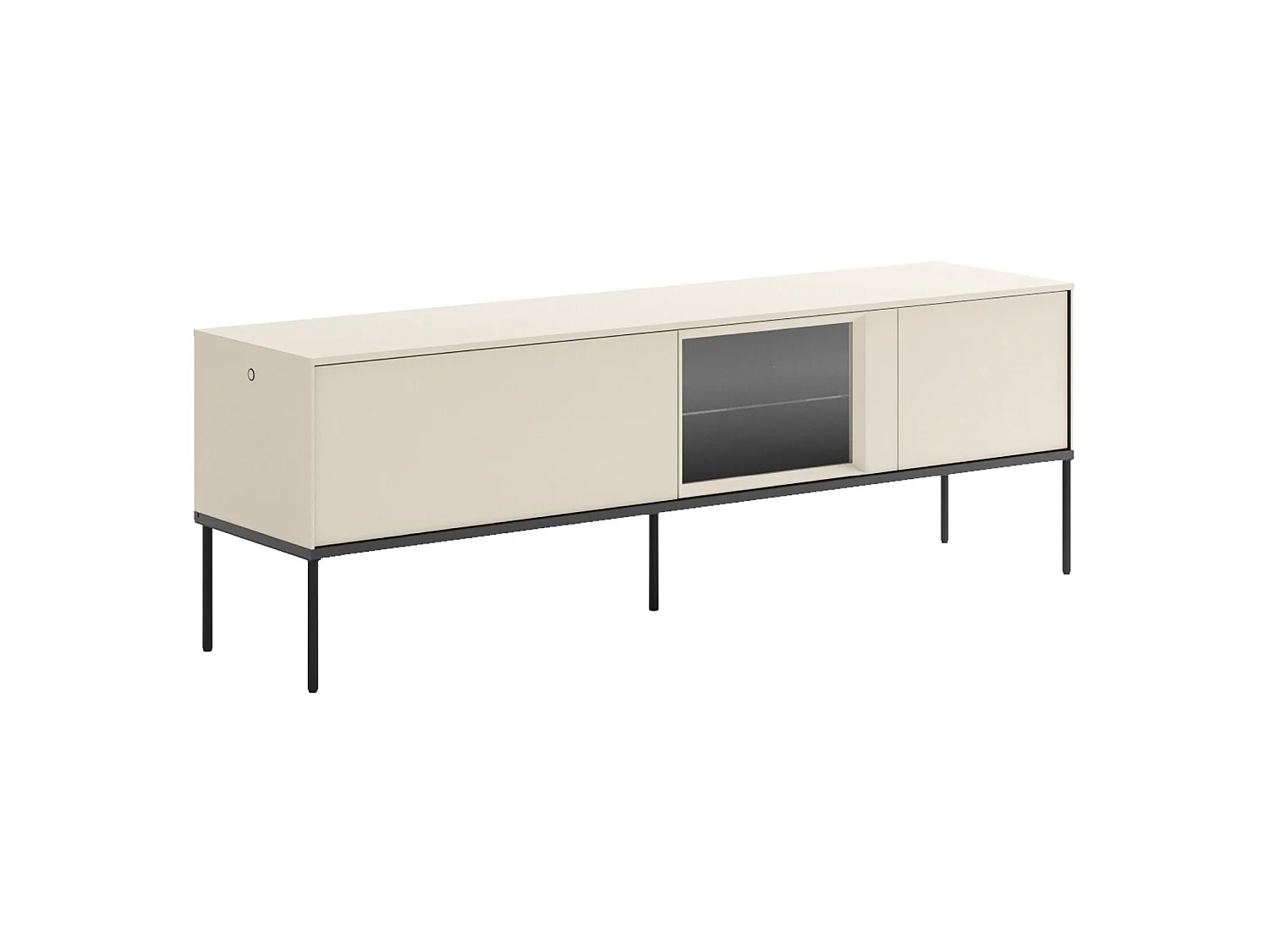 TV-lowboard met verlichte vitrinekast van glas – 166 cm – crème – BELLEZO