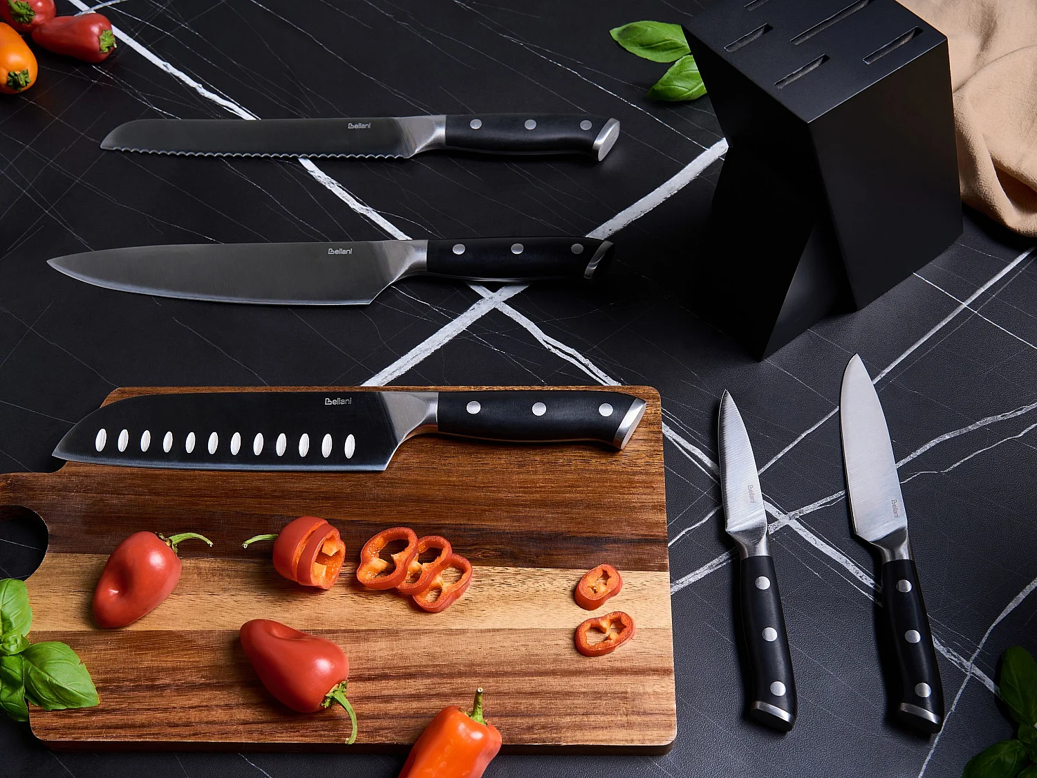 Lot de 5 couteaux dans un bloc IKEDA Noir