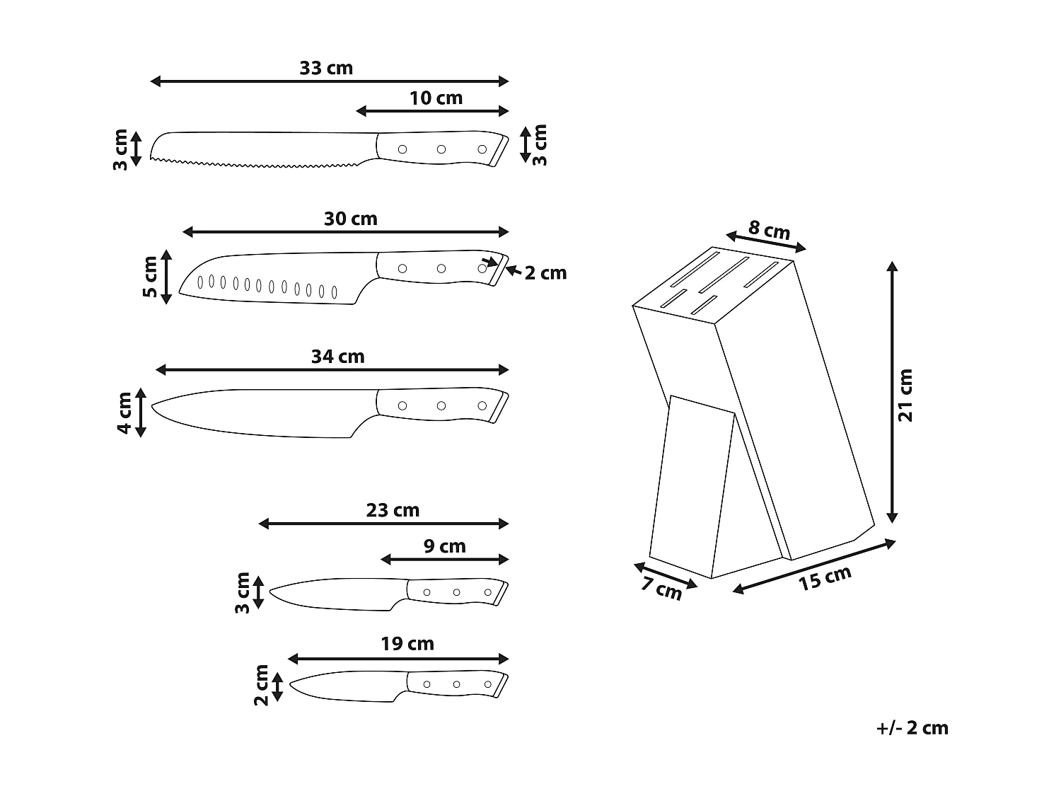 Lot de 5 couteaux dans un bloc IKEDA Noir