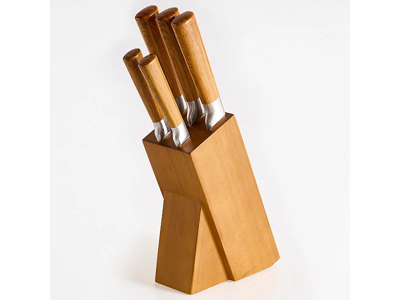 Lot de 5 couteaux dans un bloc TOCHIGI Marron