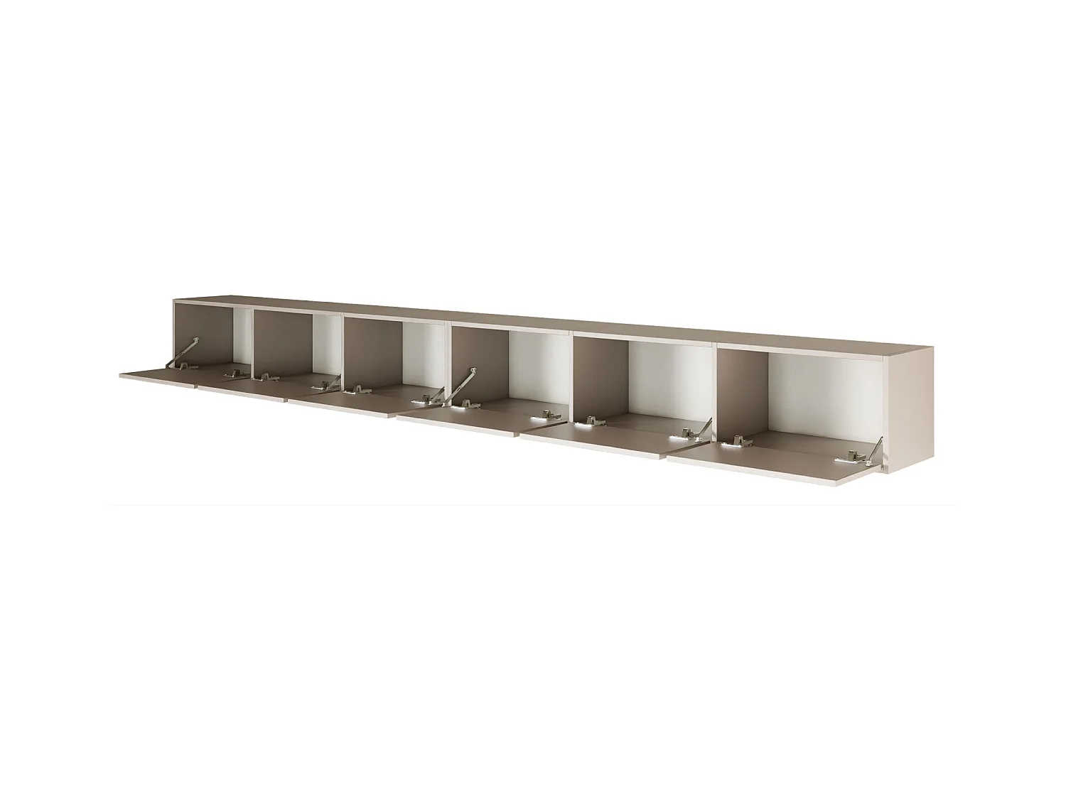 Meuble TV mural à 6 abattants – gris cachemire – 300 cm – FRAMME