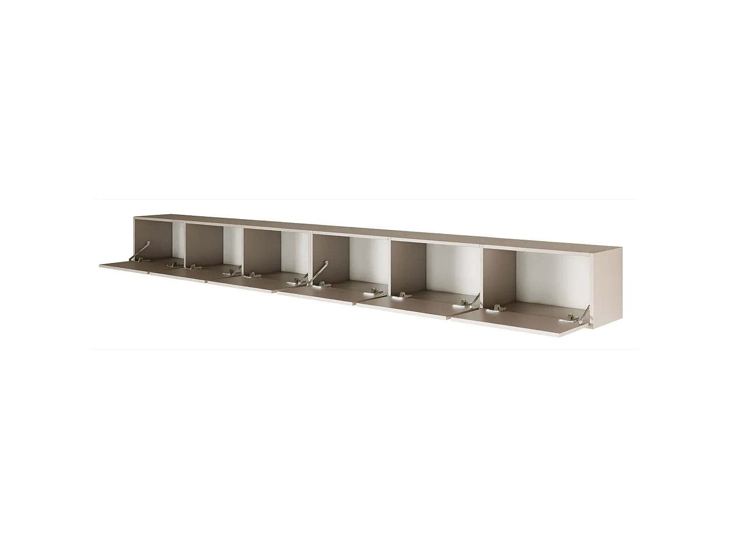 Hängendes TV-Board mit sechs Klappen 300 cm – Kaschmirgrau – FRAMME