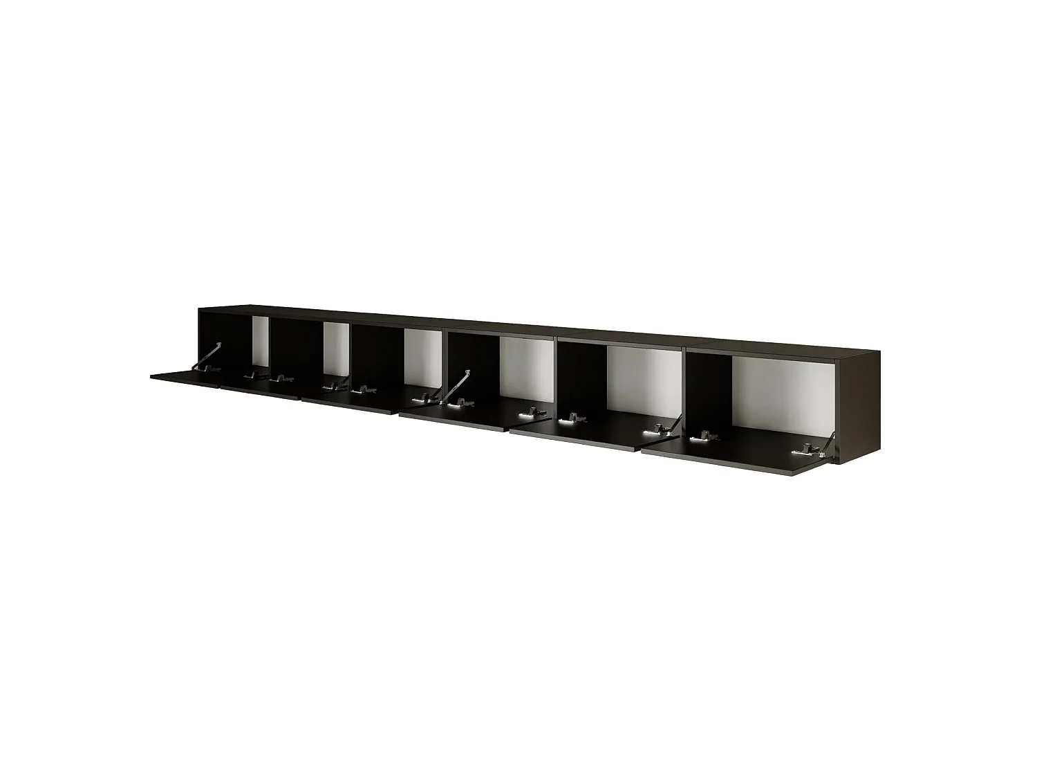 Meuble TV mural à 6 abattants – noir – 300 cm – FRAMME