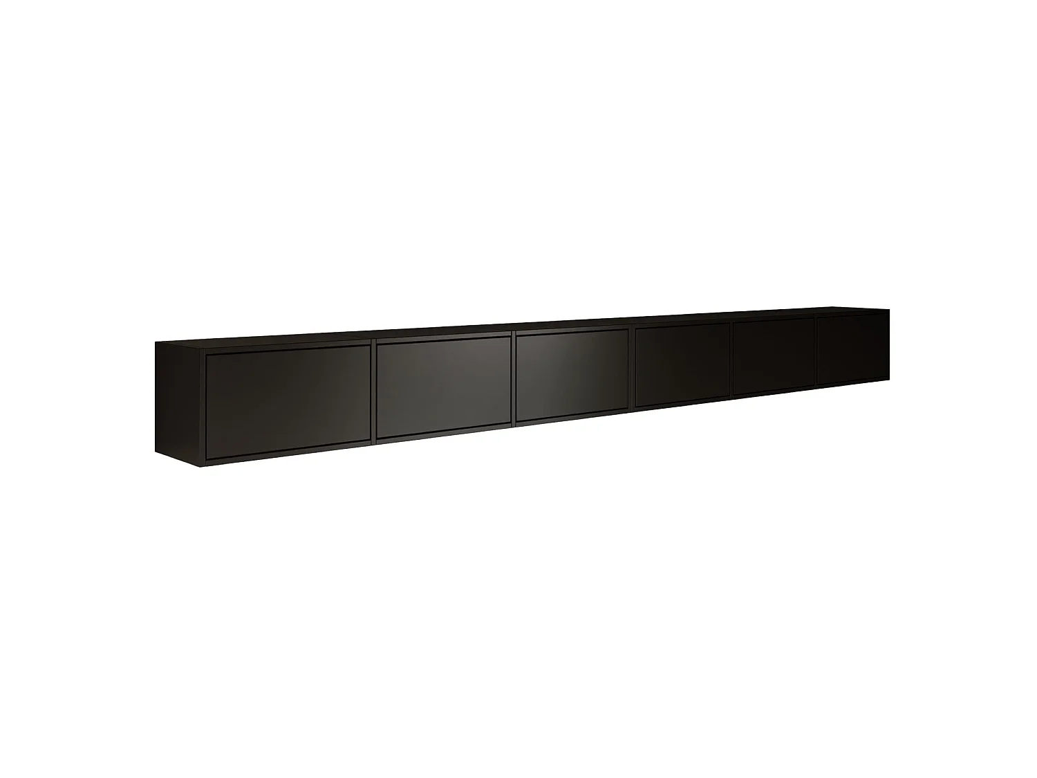 Meuble TV mural à 6 abattants – noir – 300 cm – FRAMME