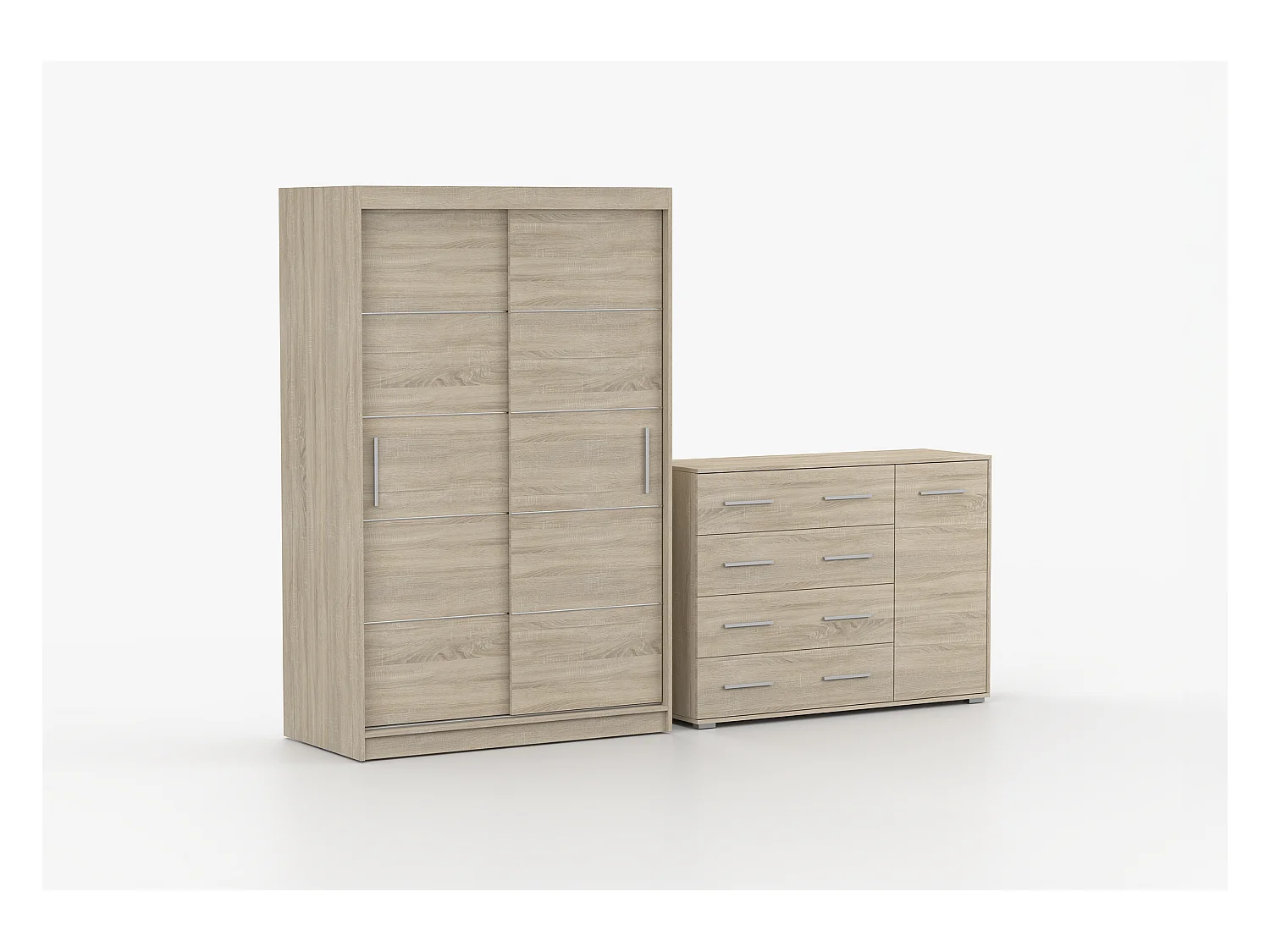 Ensemble armoire Lilwenn et commode Ilario - Chêne