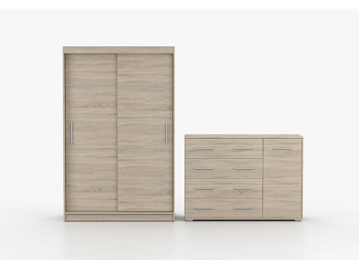 Ensemble armoire Lilwenn et commode Ilario - Chêne