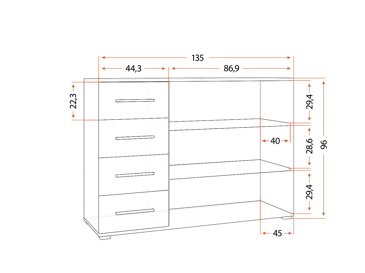 Ensemble armoire Miralys avec commode Ilario - Blanc - Chêne